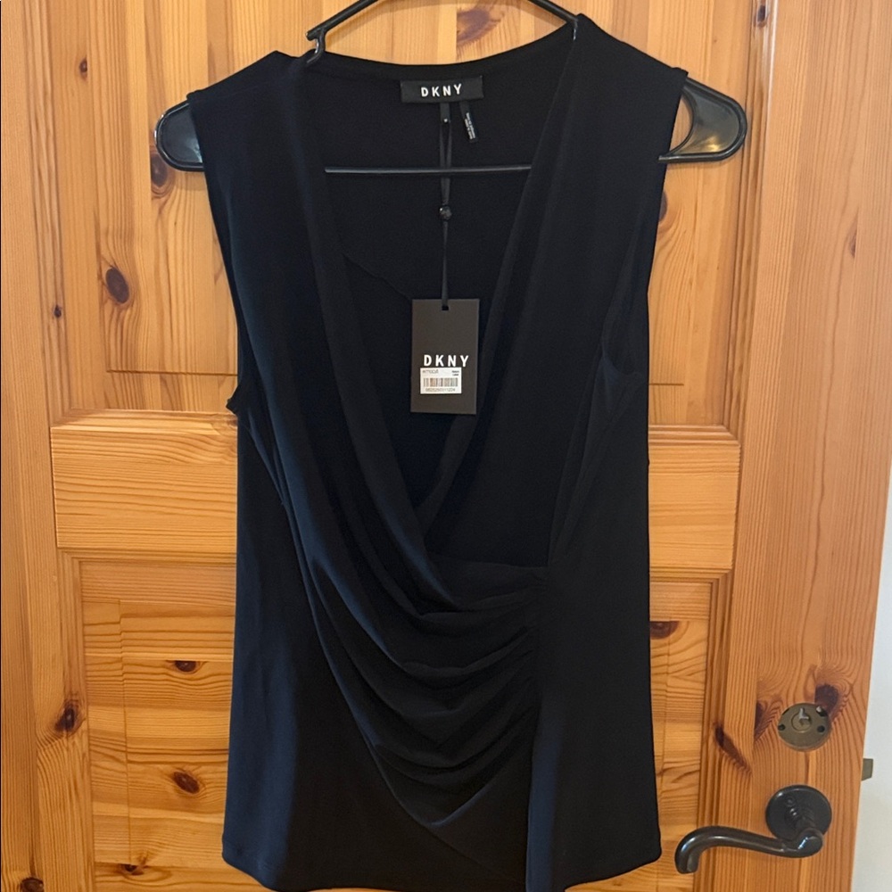 DKNY Women's Elegant Black Cowl Neck Blouse